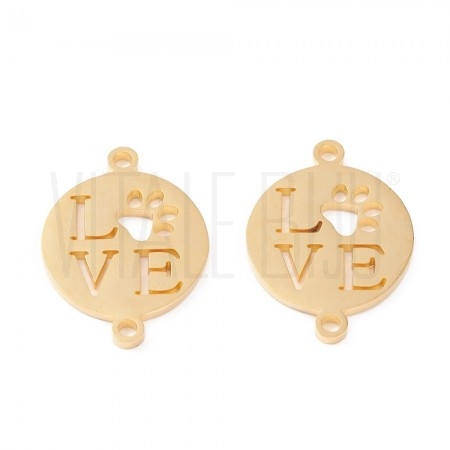 Entremeio Love 21x16mm - Aço Inox Dourado