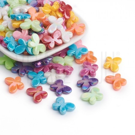 Pack 20 contas acrílicos cores sortidas 18x13mm - BORBOLETA COM EFEITO ASA DE BORBOLETA Pack 20 contas acrílicos cores sortidas 18x13mm - BORBOLETA COM EFEITO ASA DE BORBOLETA
