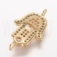 Entremeio Hamsá (mão de fátima) 20x12mm - Latão banhado a ouro c/ zircónias