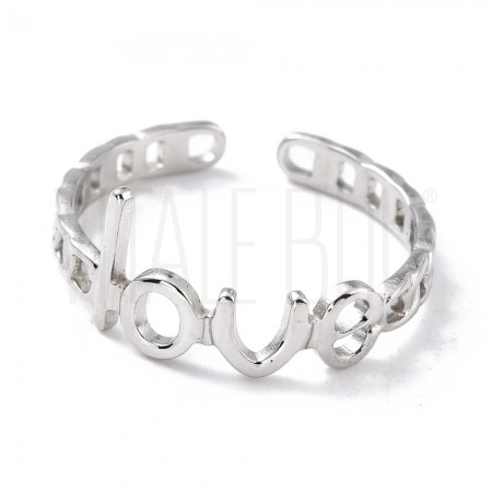 Anel Ajustável Love - Aço Inox...