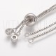 Pulseira Ajustável Semi Pronta 1mm Malha Box - Latão Banhado a Platinum com Zircónias