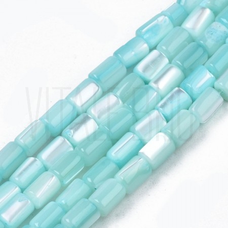Fiada Cilindros de Madrepérola Trochus +/- 5mm - Azul Fiada Cilindros de Madrepérola Trochus +/- 5mm - Azul