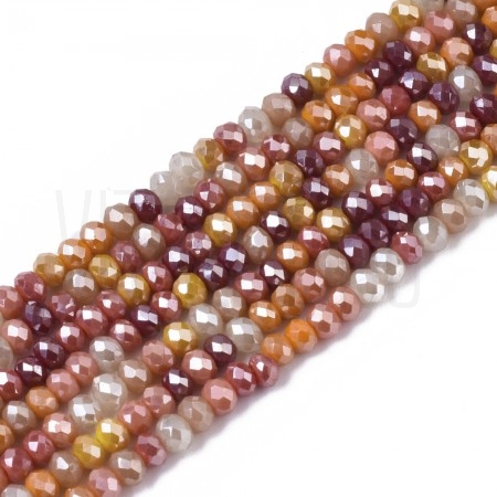 Fiada Cristal Facetado +/-3mm - Dourado/Laranja Mix com efeito Asa de Borboleta Fiada Cristal Facetado +/-3mm - Dourado/Laranja Mix com efeito Asa de Borboleta