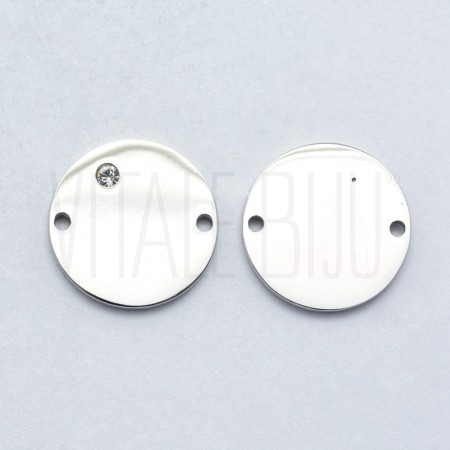 Medalha Lisa 15mm - Aço Inox c...