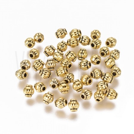 Pack 20 separadores Estilo Tibetano 4.2mm furo de 1mm - Dourado Velho