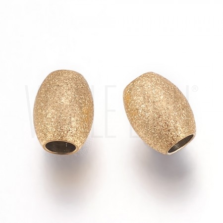 Conta 5x4mm texturizada furo 2mm - Aço Inox Dourado