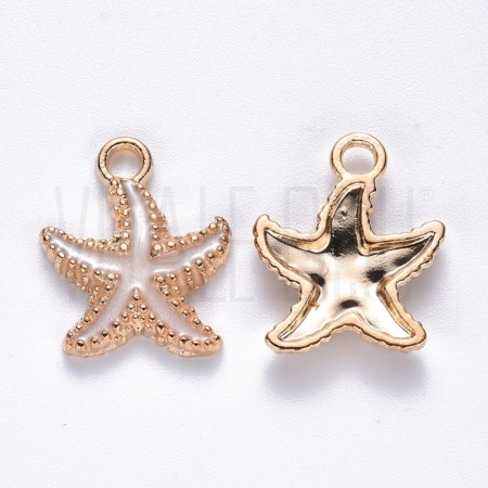 Pendente Estrela do Mar 18x15mm - Latão Banho Dourado e Verniz Perolado