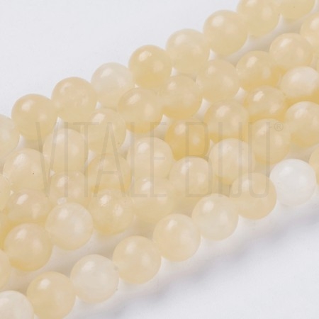 Fiada Contas +/- 8mm - Pedra Jade Topázio Amarelo (19cm)