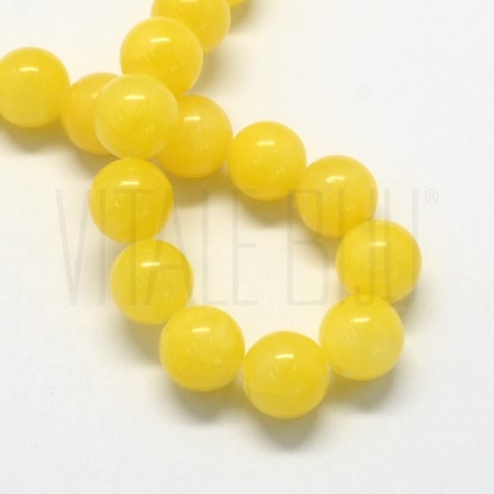 Fiada contas +/- 8mm Pedra JADE MASHAN - AMARELO