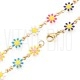 Fio Flores Coloridas - Aço Inox Dourado com Resina