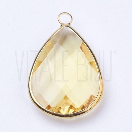 Pendente Gota 18x11mm Borda Dourada - Amarelo