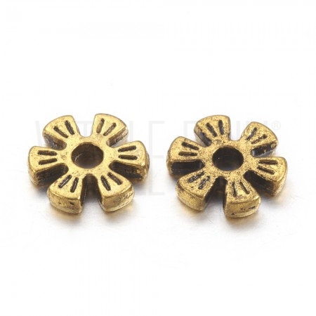 Pack 10 separadores/contas 8mm - furo: 2mm - Dourado Velho