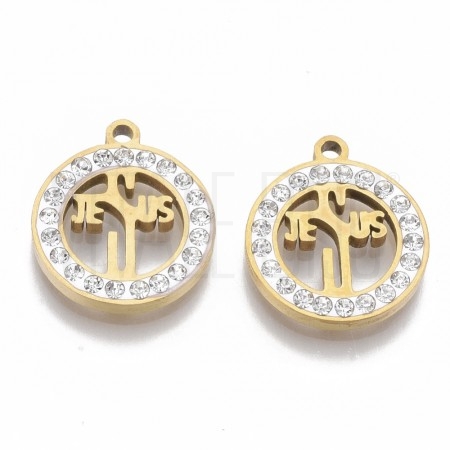 Pendente "Jesus" com Zircónias 17x15mm - Aço Inox Dourado