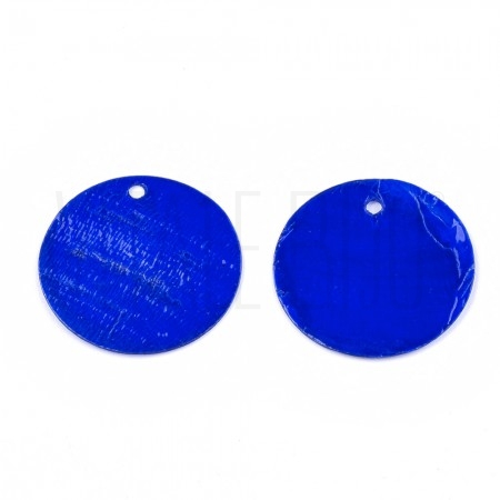 Medalha Capiz shell - (lâminas de madrepérola) - 20mm - AZUL ROYAL