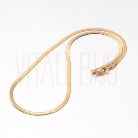 Fio Malha Snake Espalmada 3mm - Aço Inox Dourado