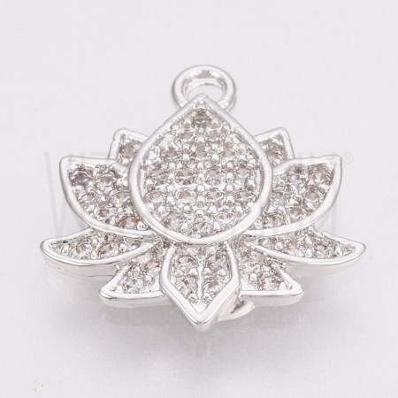 Pendente Flor de Lótus  13mm - Latão banhado Platinum com zircônias