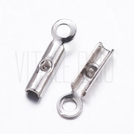 Pack 10 Terminal de apertar 2mm - aço inox prateado  (compatível com fio de 1mm )