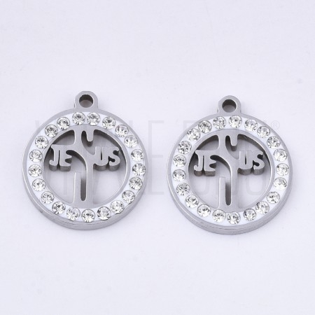 Pendente "Jesus" com Zircónias 17x15mm - Aço Inox 