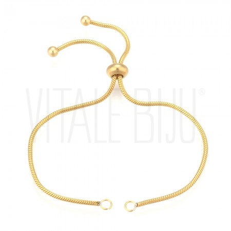 Pulseira Ajustável Semi Pronta 1.5mm - Aço Inox Dourado