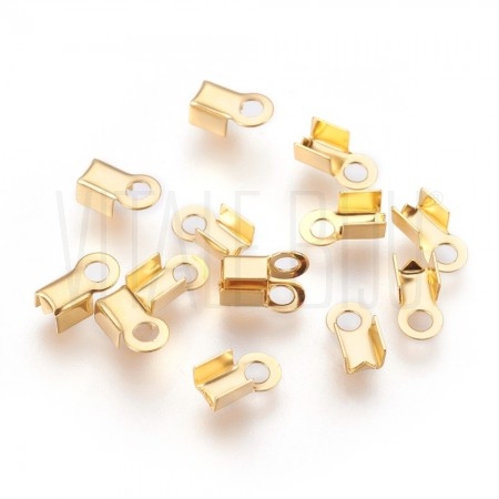 Pack 10 Terminal de apertar 4mm - Aço Inox Dourado (compatível com corrente strass 3.5mm)