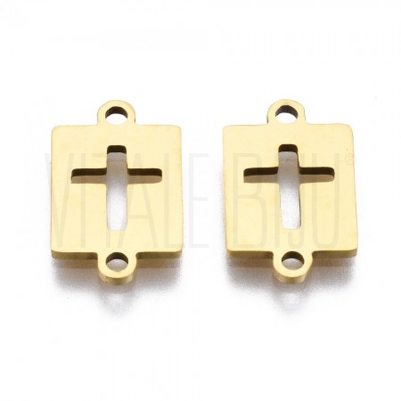 Entremeio Cruz 13x8mm - Aço In...