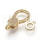 Fecho Mosquetão 26x13mm - Latão banhado a ouro com zircônias