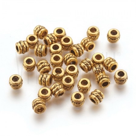 Pack 10 separadores Estilo Tibetano 5mm furo de 2.5mm - Dourado Velho