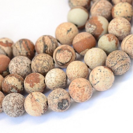 Fiada Contas +/-8mm - Jasper Picture Natural Fosca