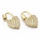 Fecho/Pendente Coração 30x17mm - Latão Banhado a Ouro com Zircónias