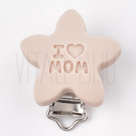 Mola de Silicone para Chucha I ♥ Mom - Bege