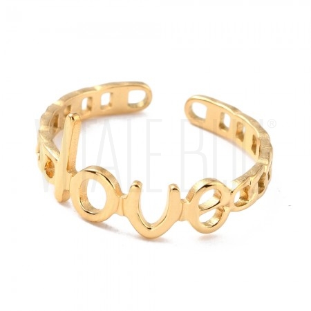 Anel Ajustável Love - Aço Inox...