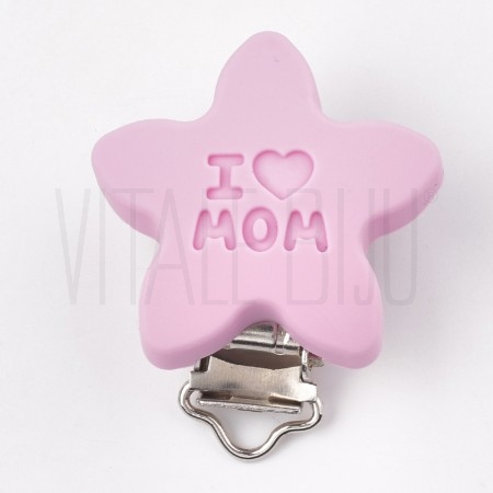 Mola de Silicone para Chucha I ♥ Mom - Rosa