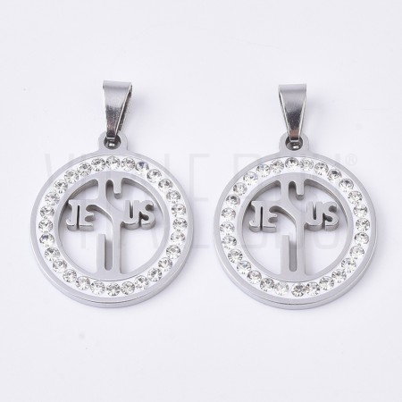 Pendente "Jesus" com zircónias 20x22.5mm - Aço inox