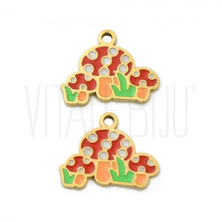 Pendente Cogumelo 15x11mm - Aç...