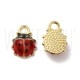  Pendente Ladybug (Joaninha) 12x9mm - Latão Banho Dourado e Resina