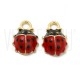  Pendente Ladybug (Joaninha) 12x9mm - Latão Banho Dourado e Resina