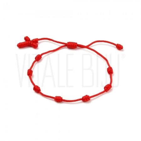 Pulseira de Pé Vermelha 7 Nós C/ Cruz ( Ajustável) Nó 5mm Pulseira de Pé Vermelha 7 Nós C/ Cruz ( Ajustável) Nó 5mm