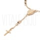Pulseira Rosário com Cruz e Virgem Maria em Aço Inoxidável Dourado Pulseira Rosário com Cruz e Virgem Maria em Aço Inoxidável Dourado