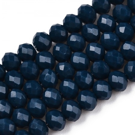 Fiada de Contas de Cristal Azul Aço Rondelle Facetada 3x2mm