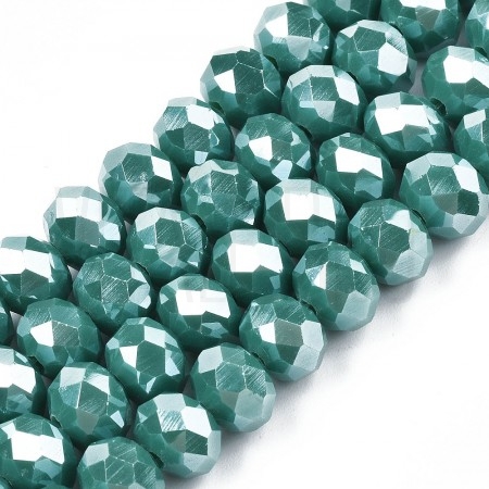 Fiada de Contas de Cristal Verde Ciano Escuro Rondelle Facetada 6x5mm Fiada de Contas de Cristal Verde Ciano Escuro Rondelle Facetada 6x5mm