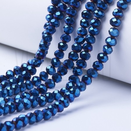 Fiada de Contas de Cristal Azul Rondelle Facetada 3,5x3mm