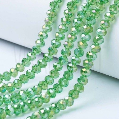 Fiada de Contas de Cristal Verde Claro AB Rondelle Facetada 6x5mm Fiada de Contas de Cristal Verde Claro AB Rondelle Facetada 6x5mm