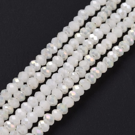Fiada de Contas de Cristal Branco Gelo Rondelle Facetada 3,3x2,5mm
