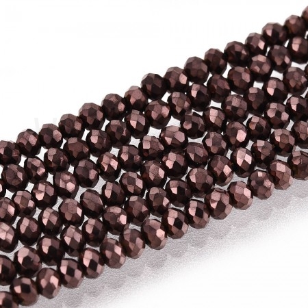 Fiada de Contas de Cristal Cobre Rondelle Facetada 2x1,5mm