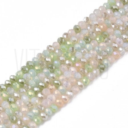 Fiada de Contas de Cristal Verde Claro AB Rondelle Facetada 3x2,5mm