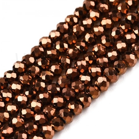 Fiada de Contas de Cristal Castanho Cobre Rondelle Facetada 2,5x2mm