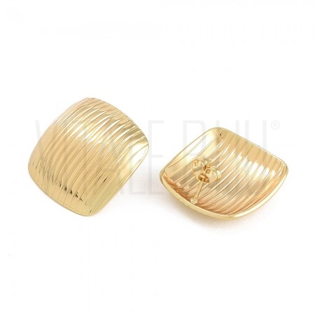 Brincos Quadrados Texturados em Aço Inoxidável 304 Dourado 23x22,5mm Brincos Quadrados Texturados em Aço Inoxidável 304 Dourado 23x22,5mm