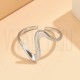 Anel Ajustável Onda Minimalista  - Aço Inoxidável 304 Prateado