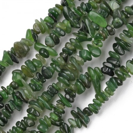 Fiada de Contas Cascalho / Chips de Jade Natural Verde 5 a 8mm 80cm
