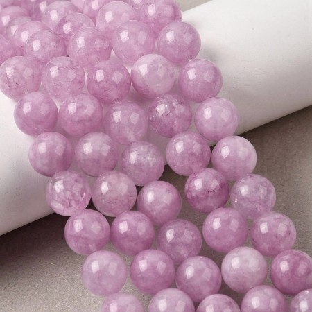Fiada de Contas 10mm de Jade Lilás Lavanda Natural Redondas 